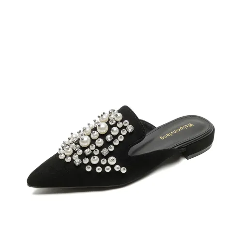 QITUMAUL Резиновая подошва устойчивая к истиранию домашние тапочки для женщин черный