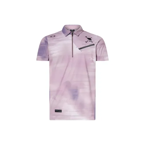Oakley Черепа Mirage Graphic Zip Рубашка Поло Мужская Розовая Фиолетовая
