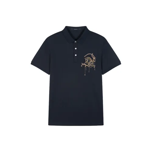 DAVID NAMAN Dark Blue Men's Polo