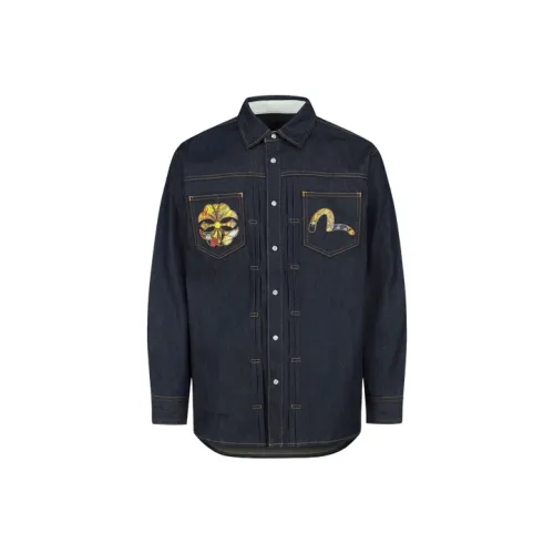 EVISU Джинсовый Синий Мужские Рубашки