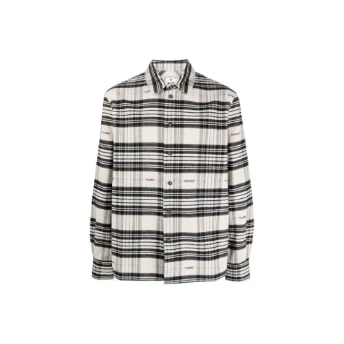 Off Бежевый Белый Мужские Рубашки