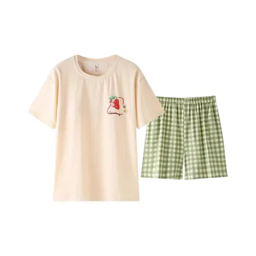 ZAO FU NIAO Пижамный комплект Женский Абрикос Клубника