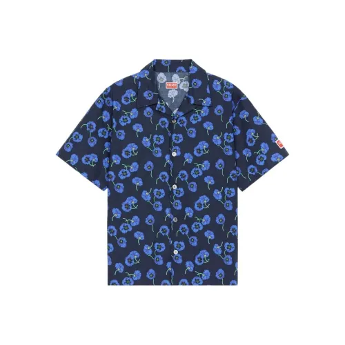 KENZO Poppy Flower Series Темно-синие Мужские Рубашки