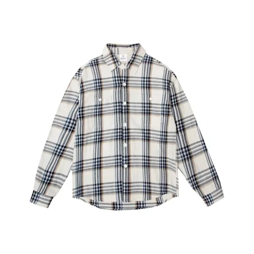 HEEMKIZOO Рубашка Мужская Синие Белые Клетка