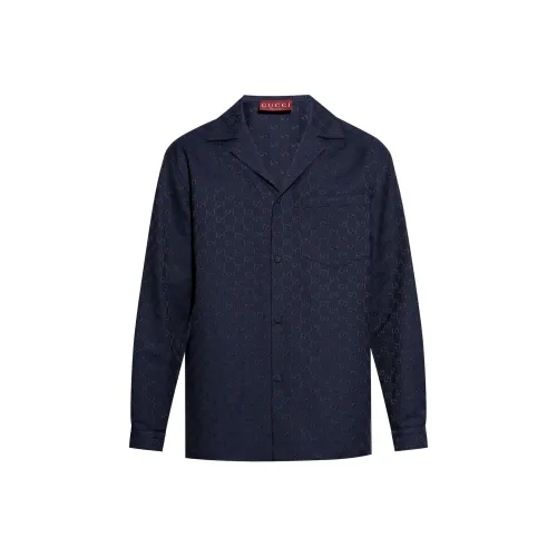 GUCCI GG FW24 Рубашка Мужская Морской Синий