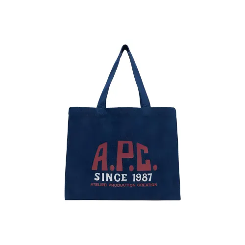 A.P.C. Joint Paragraph Denim Tote Bag Shopping Bag Shoulder Bag Women's Washed Indigo