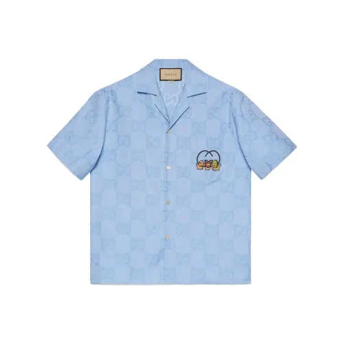 GUCCI SS23 Рубашка Мужская Светло-Синяя