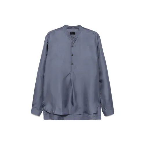 GIORGIO ARMANI Синий Серый Мужские Рубашки
