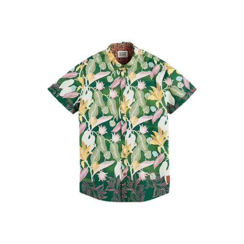 Scotch&Soda Зеленый с принтом Мужские рубашки