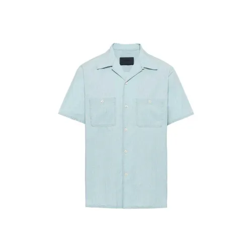 PRADA SS24 Рубашка Мужская Светло-Синяя