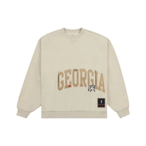 Travis Scott X Mitchell Ness Коллаборация SS24 Университетский OF Georgia Логотип Толстовка Унисекс Умбра