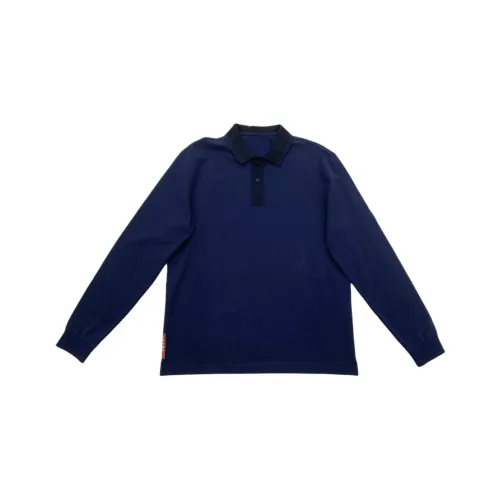 PRADA Мужская поло синего цвета