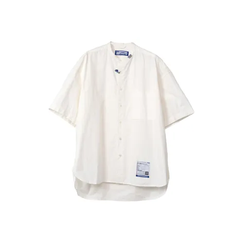 Maison Mihara Yasuhiro Рубашка с полукоротким рукавом из ткани "Типограф" мужская белая