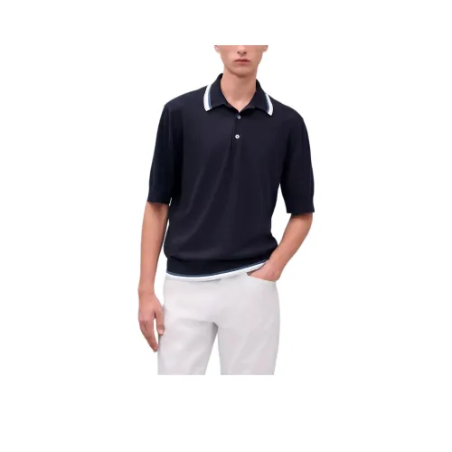 HERMES SS25 Поло Мужское Морской Синий