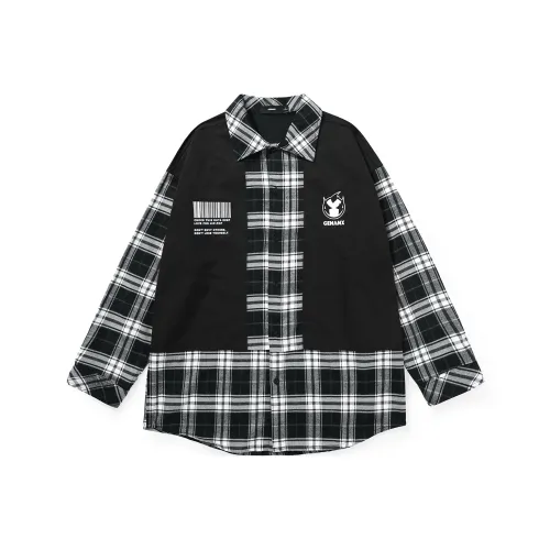 GENANX Рубашка Унисекс Черный Белый Клетка
