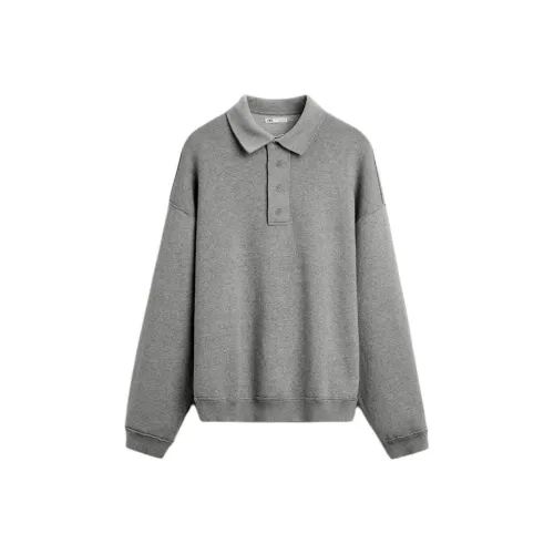 ZARA Поло Мужское с зебровым принтом Серого цвета