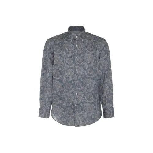 BRUNELLO CUCINELLI Рубашка Мужская Серого цвета