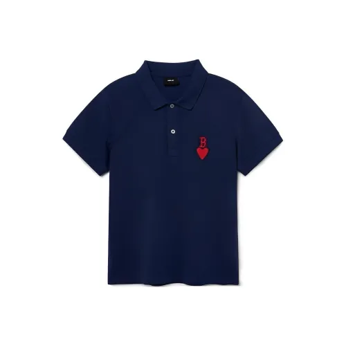Mlb Base Logo SS23 Heart Series Темно-синий Синий Мужская Рубашка Поло