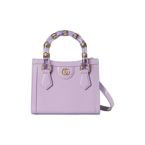 GUCCI Diana Полированная кожа Тоут Сумка Сумка для покупок Сумка через плечо Мини Сумка Женская Светло-фиолетовая