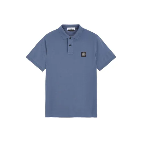 STONE ISLAND Мужская поло синего цвета