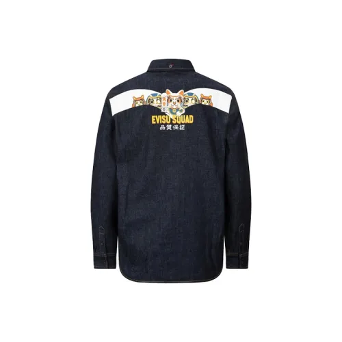 EVISU Джинсовый Синий Мужские Рубашки