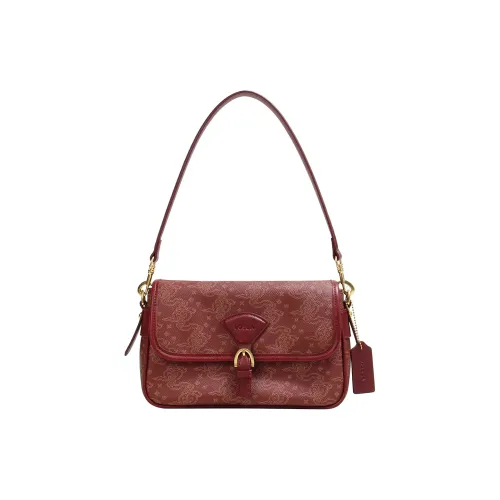 LOSEA CHONGQING Museum Коллаборация Ореховый цвет Искусственная кожа Сумка на плечо Средний Женские Вермильон Вишня