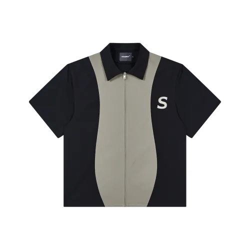 PASET Черно-серый цвет унисекс рубашки