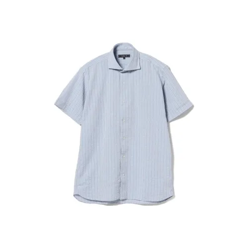 BEAMS совместная брендированная мужская рубашка саксонского синего цвета