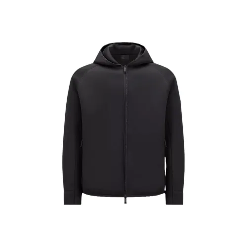 Moncler Neoprene ZIP UP Hoodie Sweatshirt Men's Black