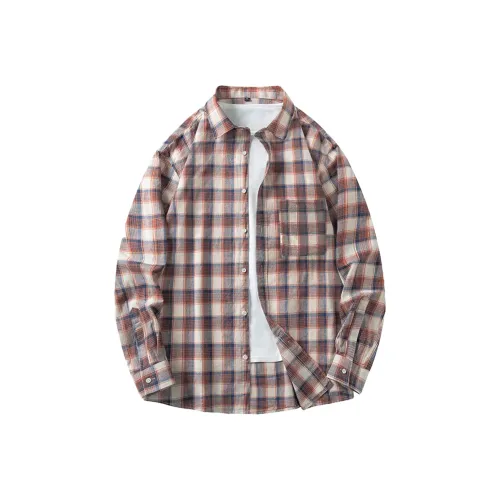 WILD LEADER Рубашка Унисекс Синий кофе Клетка