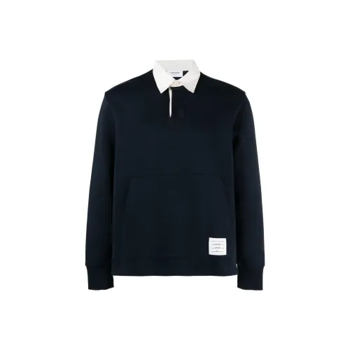 THOM BROWNE Мужская поло синего цвета