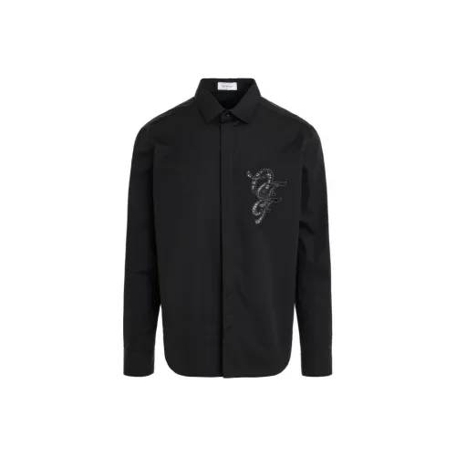 Off White Shirt Стандартный Мужской Черный
