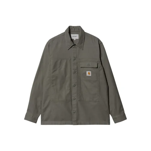 Carhartt WIP L S Charter Рубашка Мужская Дымчатый Зеленый