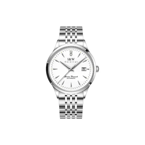 I W CARNIVAL HWGUOJI Автоматический Ручной Механизм Нержавеющая Сталь Ремешок Мужские Часы Белый Циферблат