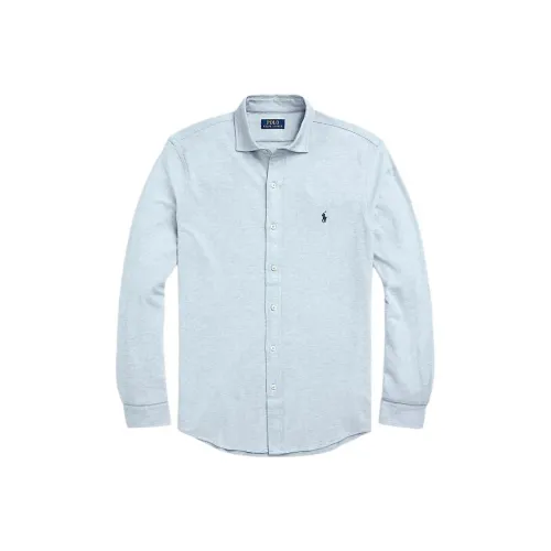 Polo Ralph Lauren Жаккард Текстурированная Сетка Рубашка Мужская Светло-Синяя