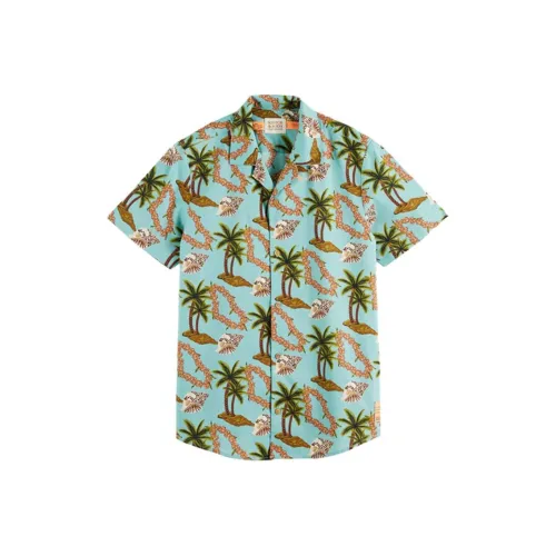 Scotch Soda Рубашка Мужская Пляжная Стиль Позиционирование С принтом