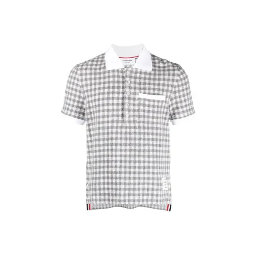 THOM BROWNE Мужская поло средней серой цвета