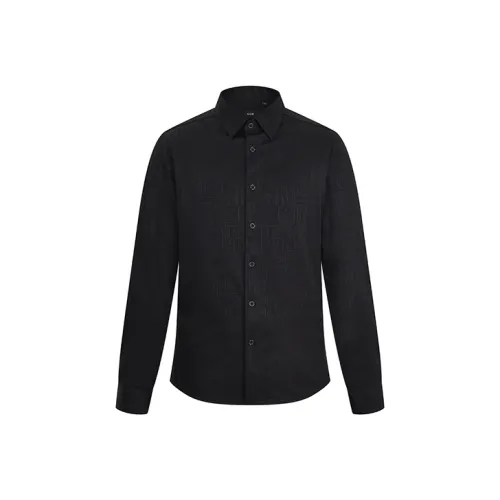 RARE Длинный рукав рубашка мужская черная