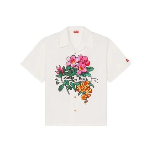 KENZO ALOHA FLOWER TATTOO Белый Мужская Рубашка