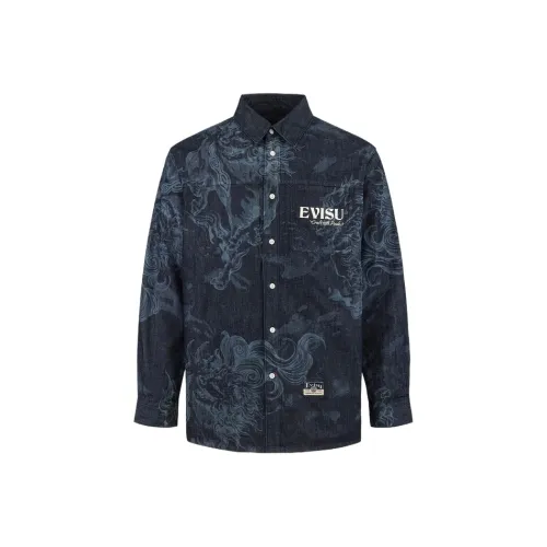 EVISU Джинсовый Синий Мужские Рубашки