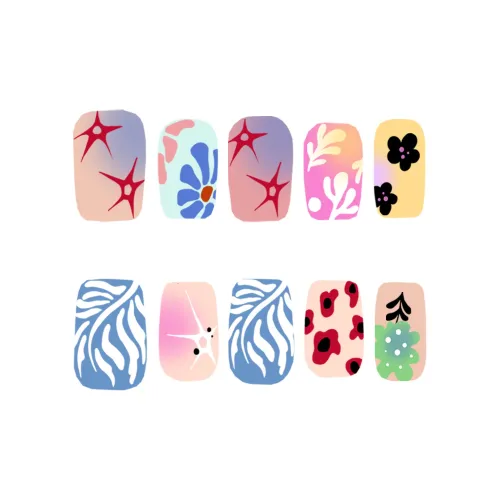 SHITIAN Весна Prelude False Nail Короткий Квадрат Мечтательный Цвет Смудж Градиентный