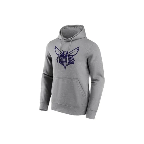 NBA Charlotte Hornets Fanatics Буква Узорный С принтом С капюшоном Длинный рукав Толстовка Мужской Серый
