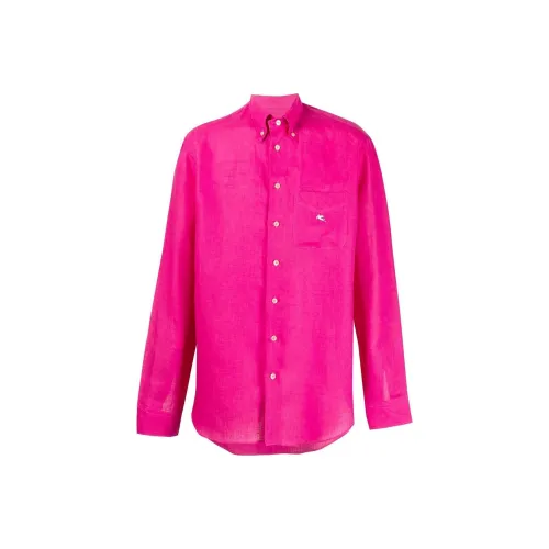 ETRO Розовый Красный Мужские Рубашки