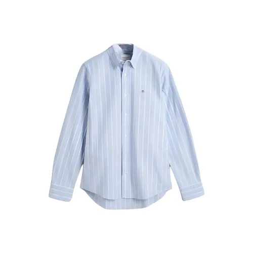GANT Slim Fit Полосатая Эластичная Рубашка Oxford Мужская Светло-Синяя