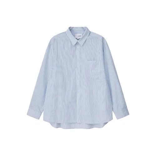YOSHIYOYI Рубашка Унисекс Синие Белые Полоски