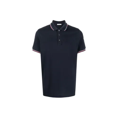MONCLER Мужская рубашка поло темно-синего цвета