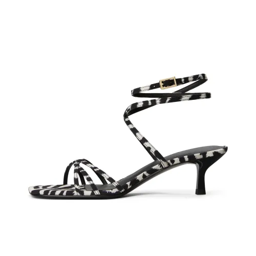 CHARLES KEITH Маленький ck one Ремень Сандалии 5cm Женские Принт с животными Натуральный черный белый