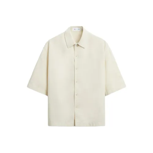 ZARA Морозный Белый Мужские Рубашки