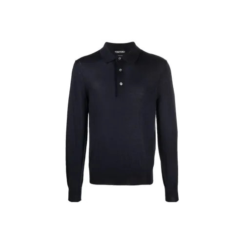 TOM FORD Мужская поло синего цвета