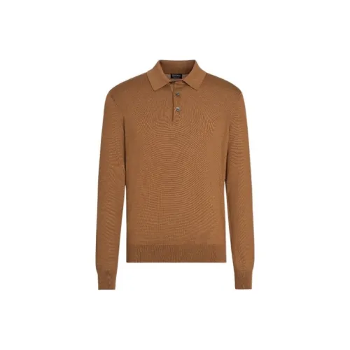 Ermenegildo Zegna CAMEL Мужская рубашка с коротким рукавом